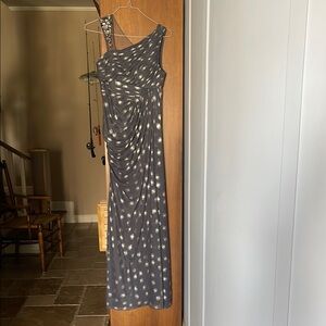 Adrianna Papell Gray One Shoulder Sheath Dress Cocktail